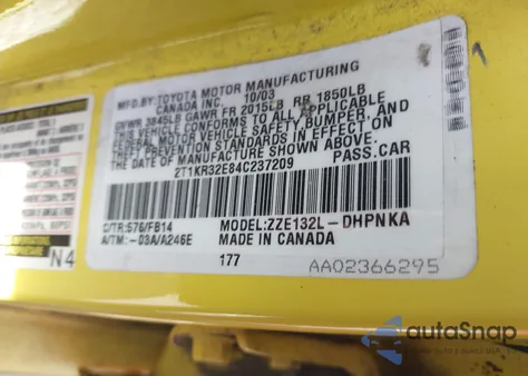 2004 Toyota Matrix Xr z USA, uszkodzony, nr VIN 2T1KR32E84C237209